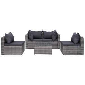 Set Divani da Giardino 8 pz con Cuscini in Polyrattan Grigio cod mxl 42208