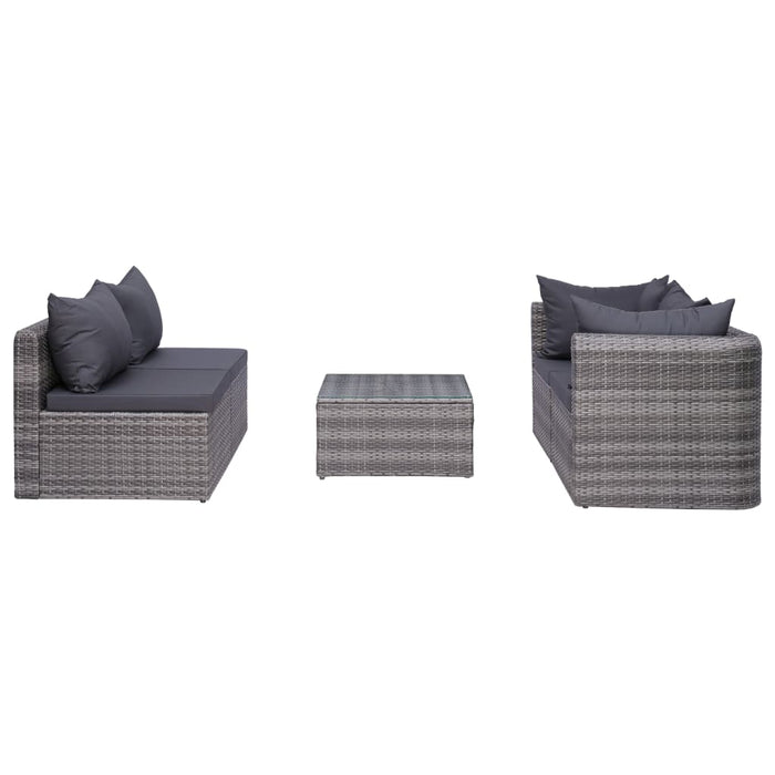 Set Divani da Giardino 8 pz con Cuscini in Polyrattan Grigio cod mxl 42208