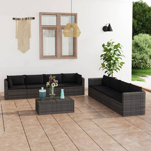 Set Divani da Giardino 9 pz con Cuscini in Polyrattan Grigio cod mxl 39839