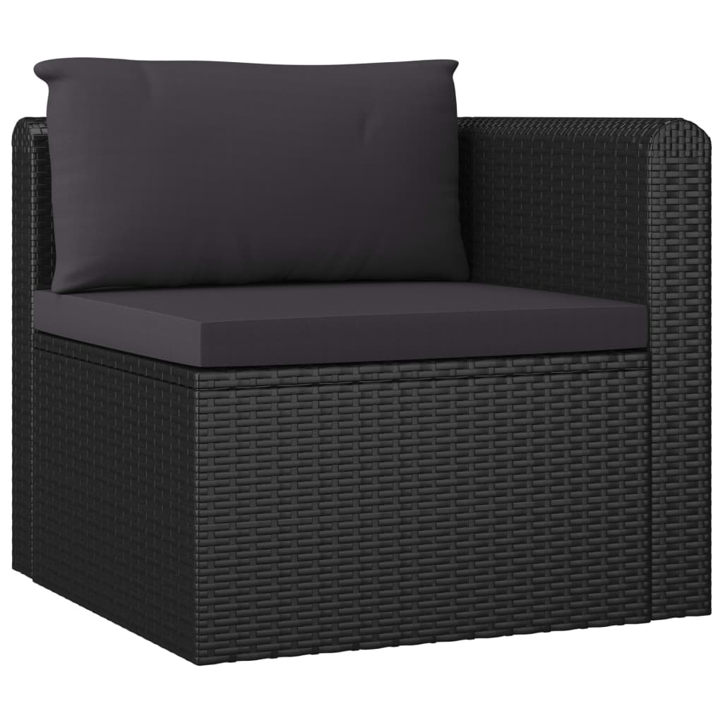 Set Divani da Giardino 9 pz con Cuscini in Polyrattan Nero 3059498