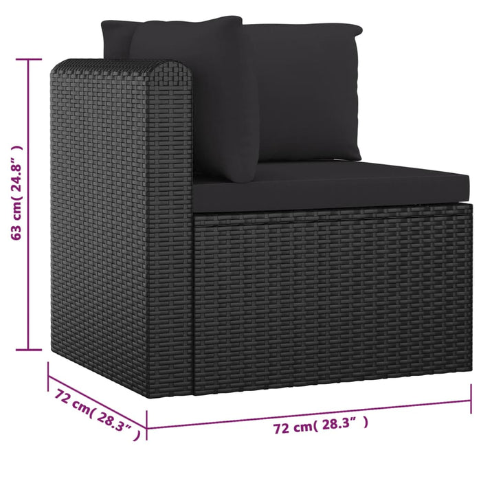 Set Divani da Giardino 9 pz con Cuscini in Polyrattan Nero 3059498