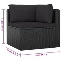 Set Divani da Giardino 9 pz con Cuscini in Polyrattan Nero 3059498