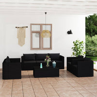 Set Divani da Giardino 9 pz con Cuscini in Polyrattan Nero 3059498