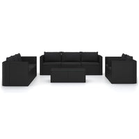 Set Divani da Giardino 10 pz con Cuscini in Polyrattan Nero cod mxl 39092