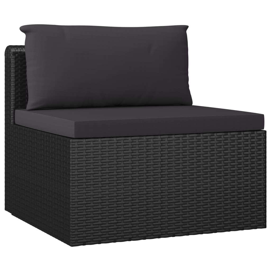 Set Divani da Giardino 10 pz con Cuscini in Polyrattan Nero 3059499