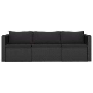 Set Divani da Giardino 10 pz con Cuscini in Polyrattan Nero 3059499