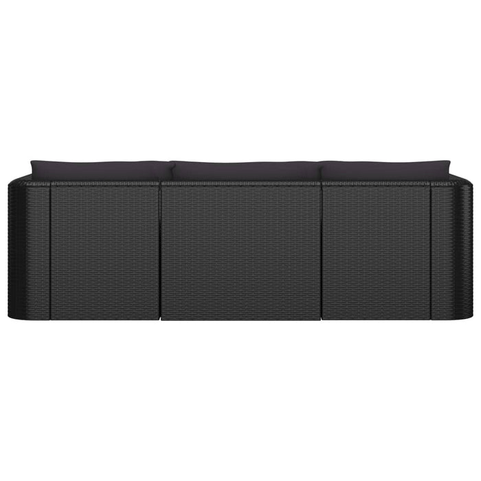 Set Divani da Giardino 10 pz con Cuscini in Polyrattan Nero 3059499