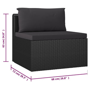 Set Divani da Giardino 10 pz con Cuscini in Polyrattan Nero 3059499