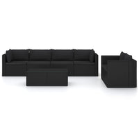 Set Divani da Giardino 7 pz con Cuscini in Polyrattan Nero 3059501