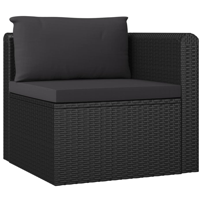 Set Divani da Giardino 7 pz con Cuscini in Polyrattan Nero 3059501