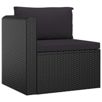 Set Divani da Giardino 7 pz con Cuscini in Polyrattan Nero 3059501