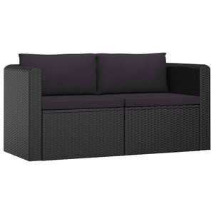 Set Divani da Giardino 7 pz con Cuscini in Polyrattan Nero 3059501