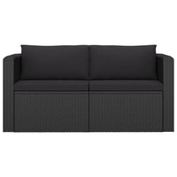 Set Divani da Giardino 7 pz con Cuscini in Polyrattan Nero 3059501