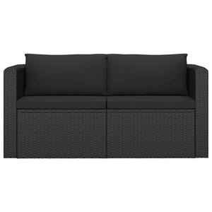 Set Divani da Giardino 7 pz con Cuscini in Polyrattan Nero 3059501