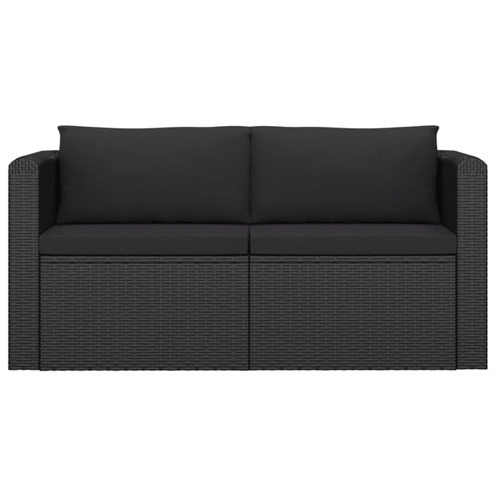 Set Divani da Giardino 7 pz con Cuscini in Polyrattan Nero 3059501