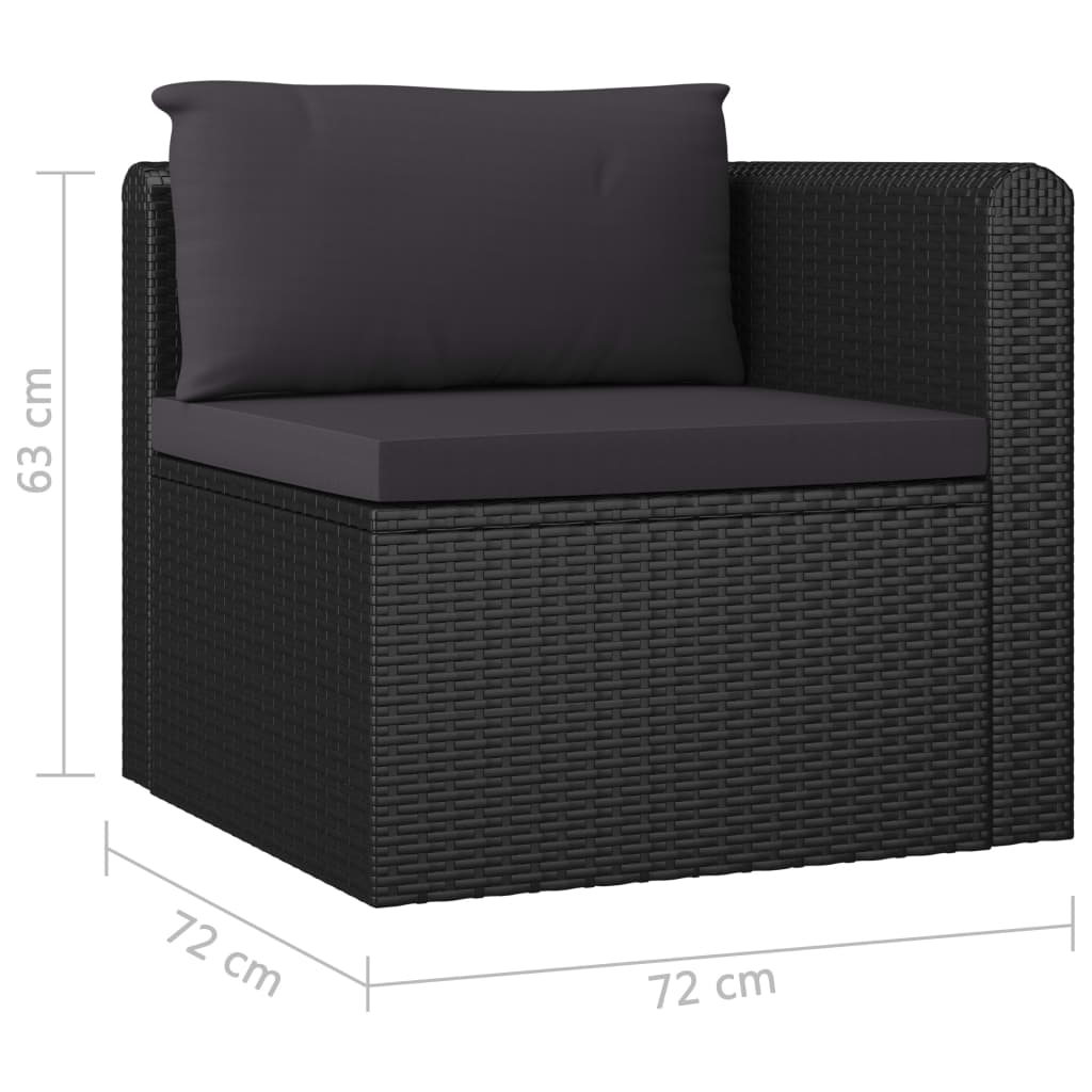 Set Divani da Giardino 7 pz con Cuscini in Polyrattan Nero 3059501