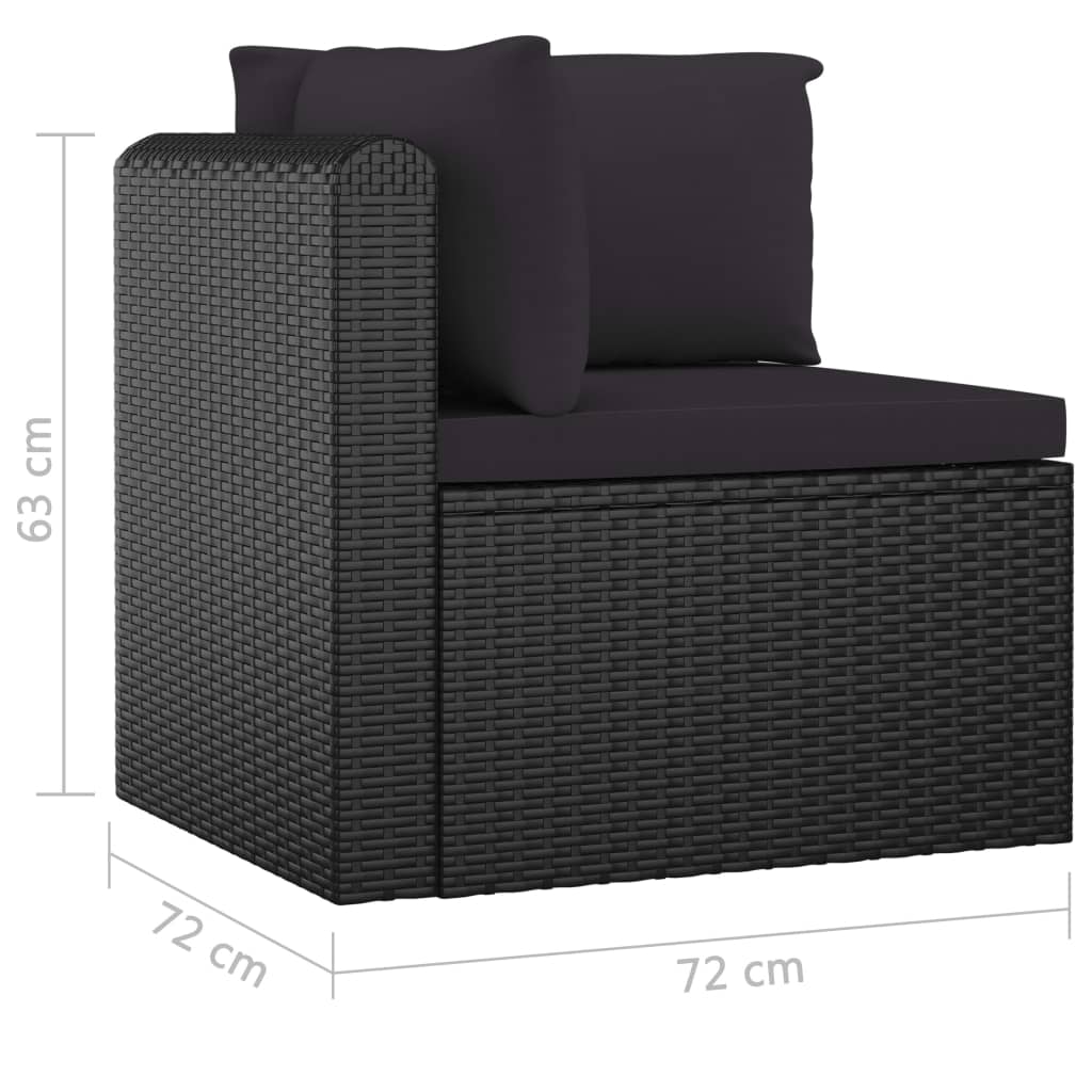 Set Divani da Giardino 7 pz con Cuscini in Polyrattan Nero 3059501