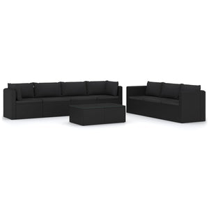 Set Divani da Giardino 8 pz con Cuscini in Polyrattan Nero cod mxl 40211