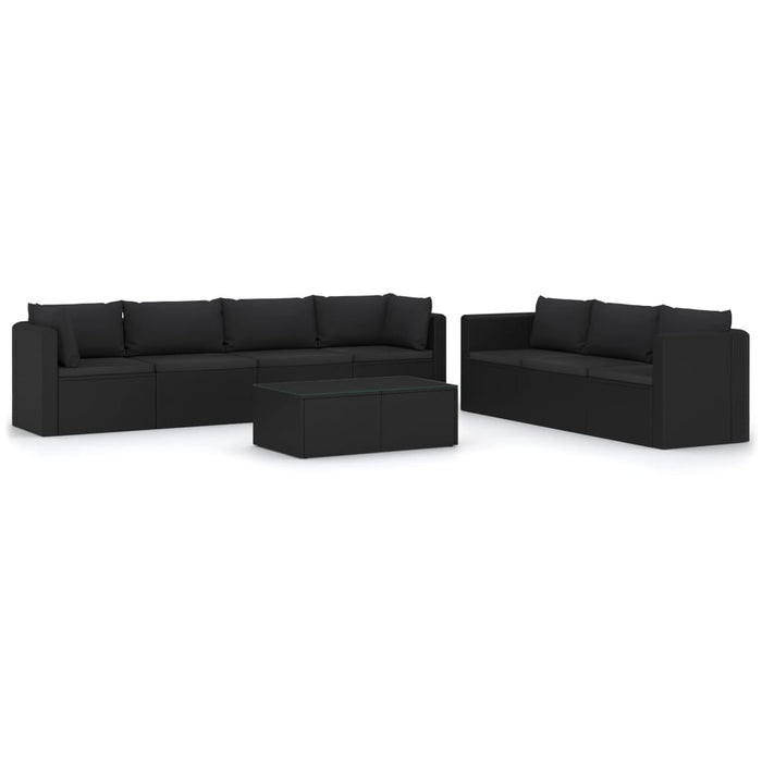 Set Divani da Giardino 8 pz con Cuscini in Polyrattan Nero cod mxl 40211