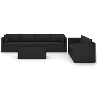 Set Divani da Giardino 8 pz con Cuscini in Polyrattan Nero cod mxl 40211