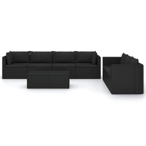 Set Divani da Giardino 8 pz con Cuscini in Polyrattan Nero 3059502