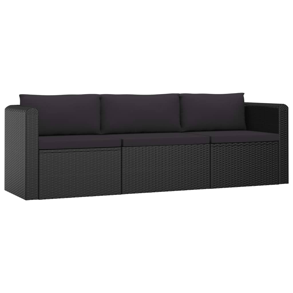 Set Divani da Giardino 8 pz con Cuscini in Polyrattan Nero 3059502