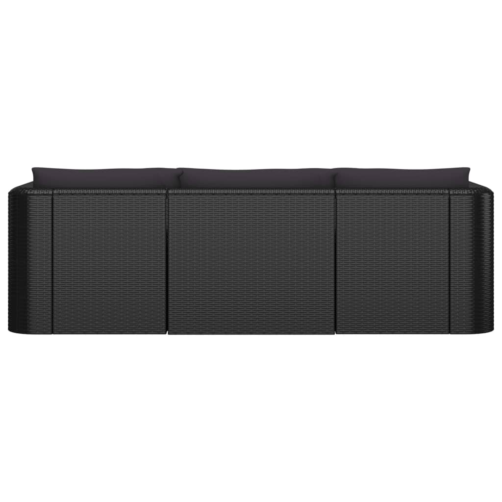 Set Divani da Giardino 8 pz con Cuscini in Polyrattan Nero 3059502