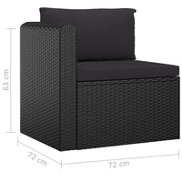 Set Divani da Giardino 8 pz con Cuscini in Polyrattan Nero cod mxl 40211