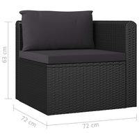 Set Divani da Giardino 8 pz con Cuscini in Polyrattan Nero cod mxl 40211