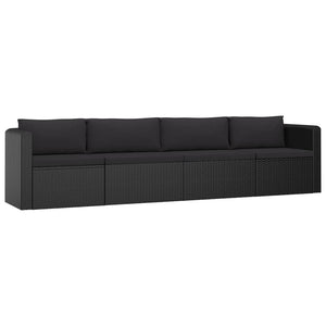 Set Divani da Giardino 9 pz con Cuscini in Polyrattan Nero 3059503