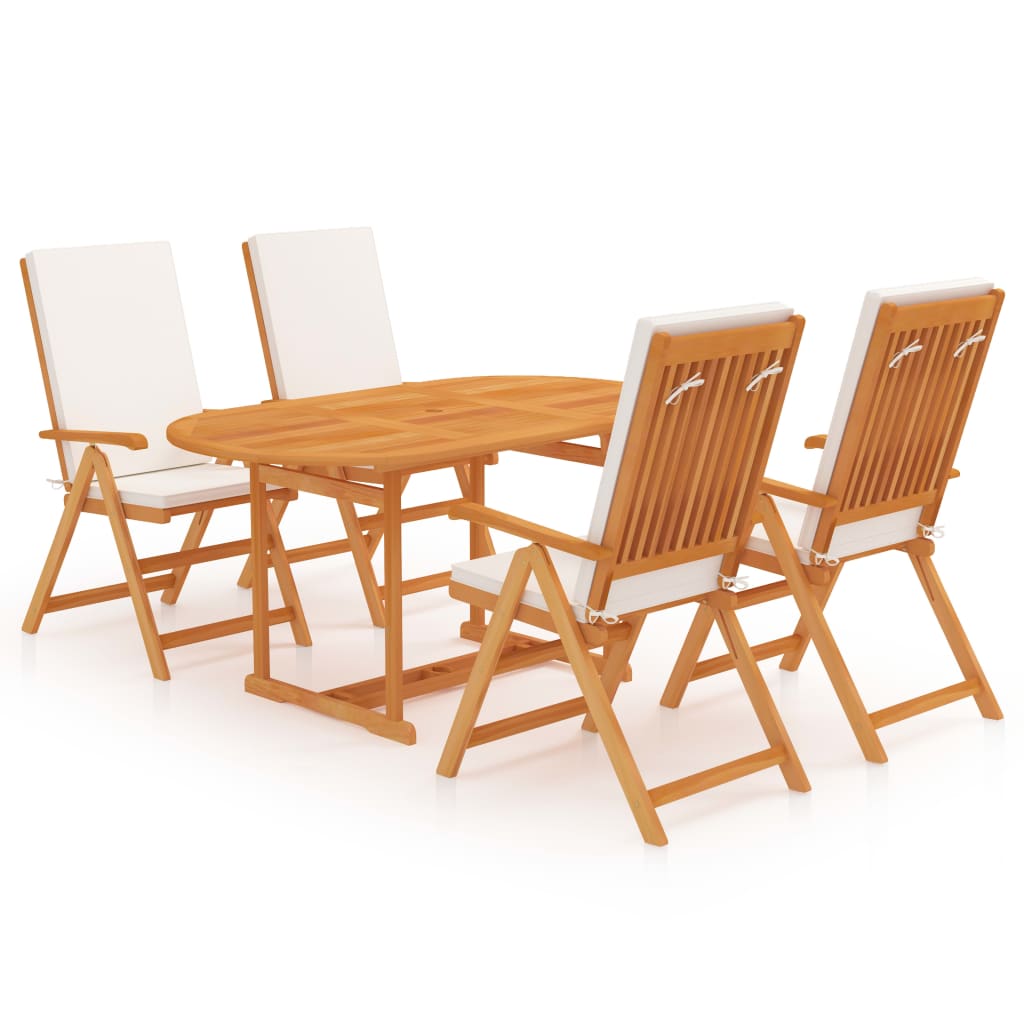 Set da Pranzo da Giardino 5 pz con Cuscini in Legno di Teak 3059531