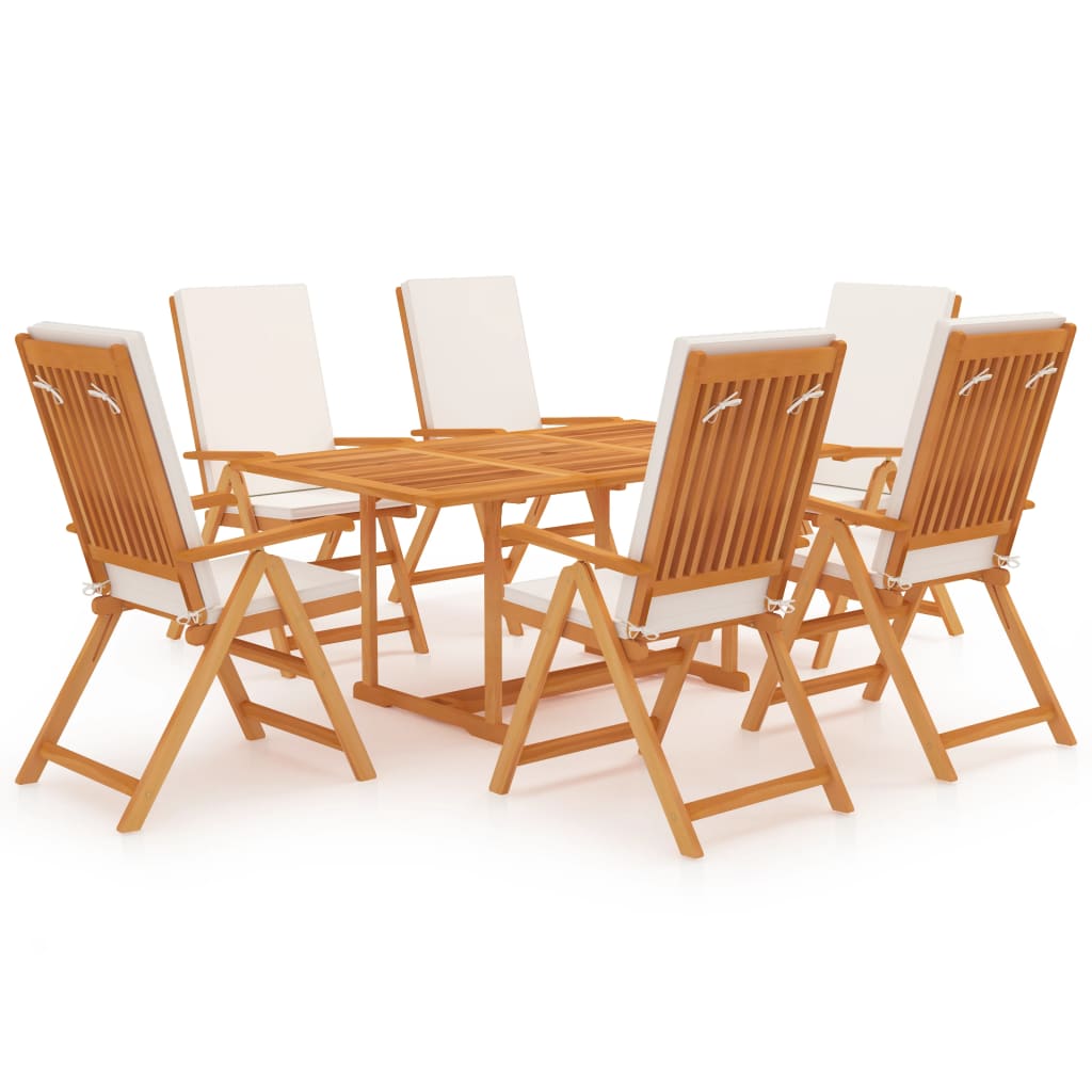 Set da Pranzo da Giardino 7 pz con Cuscini Legno di Teak cod mxl 40793