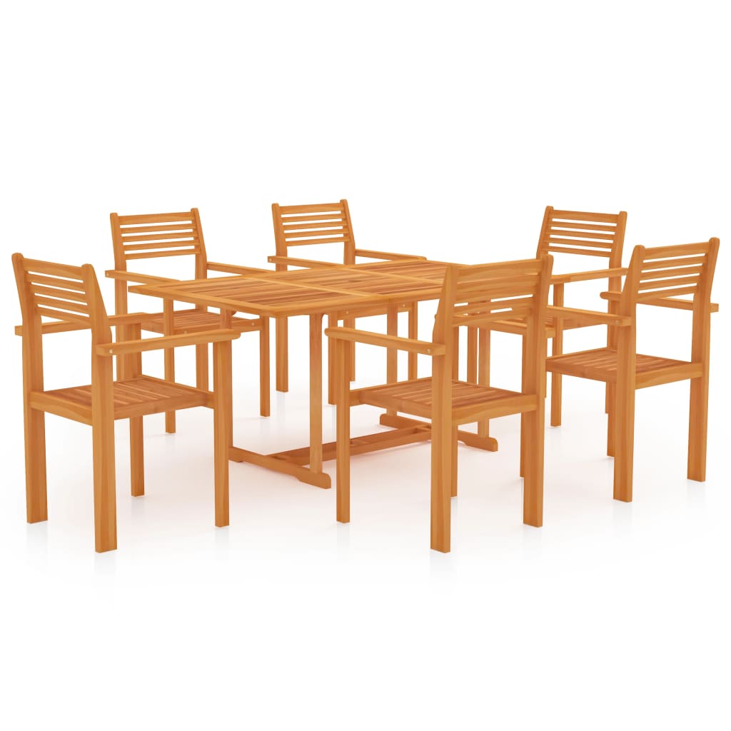 Set da Pranzo da Giardino 7 pz in Legno Massello di Teak cod mxl 74853