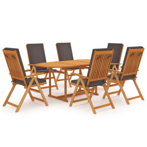 Set da Pranzo da Giardino 7 pz con Cuscini Legno di Teak Grigio 3059555