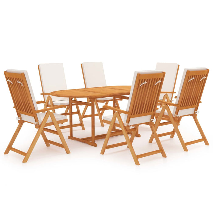 Set da Pranzo da Giardino 7 pz con Cuscini in Legno di Teak cod mxl 40795