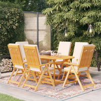 Set da Pranzo da Giardino 7 pz con Cuscini in Legno di Teak cod mxl 40795