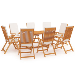 Set da Pranzo da Giardino 9 pz con Cuscini in Legno di Teak cod mxl 45885