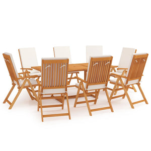 Set da Pranzo da Giardino 9 pz con Cuscini in Legno di Teak cod mxl 45148