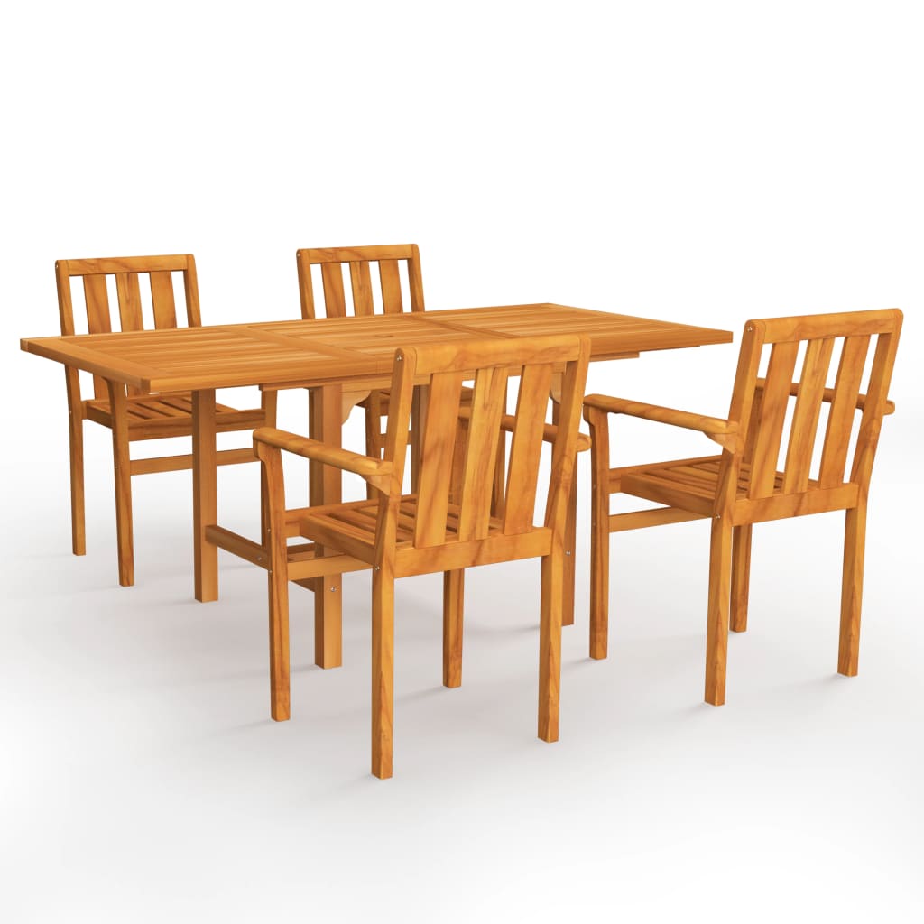 Set da Pranzo da Giardino 5 pz in Legno Massello di Teak cod mxl 35714