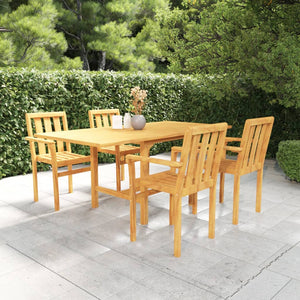 Set da Pranzo da Giardino 5 pz in Legno Massello di Teak cod mxl 35714