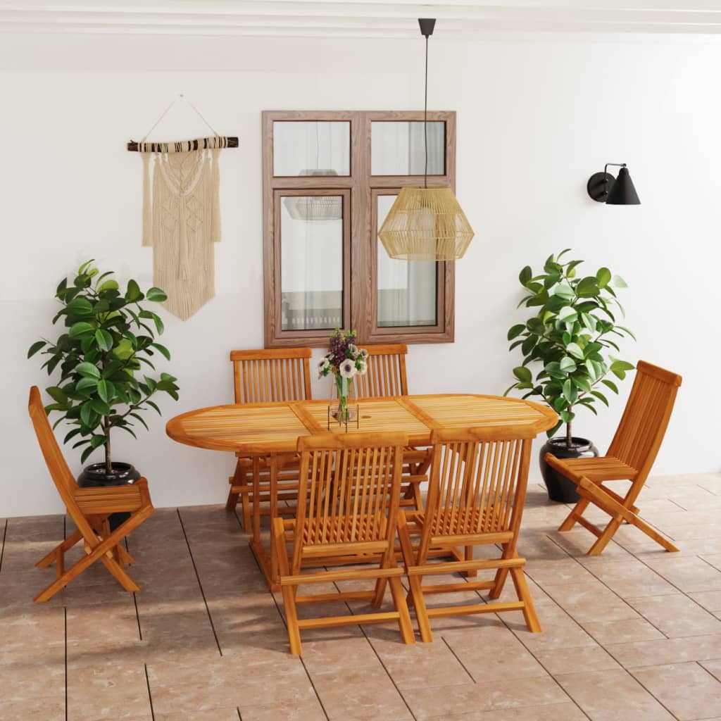 Set da Pranzo da Giardino 7 pz in Legno Massello di Teak 3059609