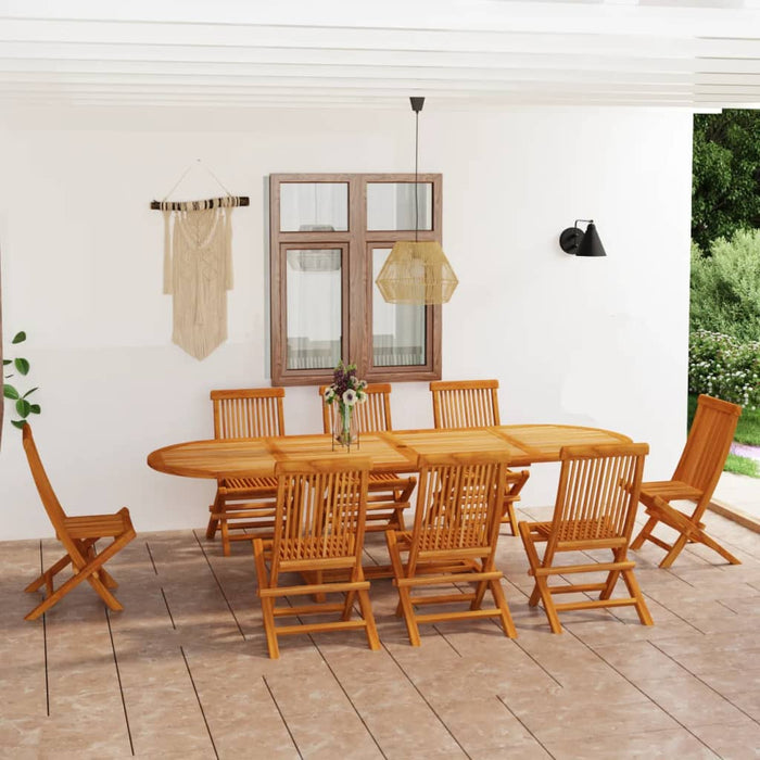 Set da Pranzo 9 pz in Legno Massello di Teak 3059617