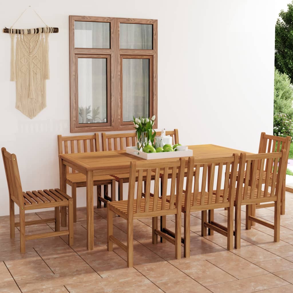 Set da Pranzo per Esterni 9 pz in Legno Massello di Teak cod mxl 42259