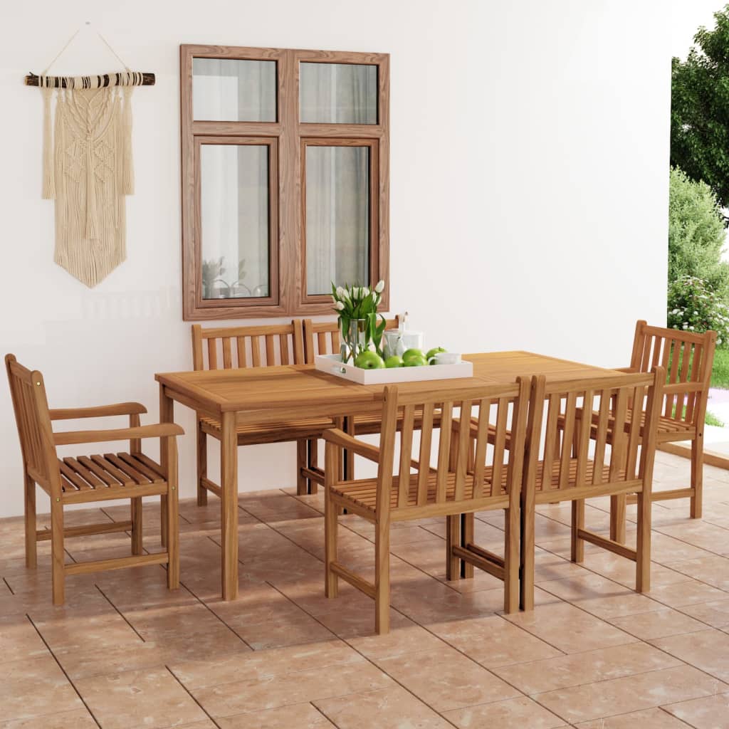 Set da Pranzo per Esterni 7 pz in Legno Massello di Teak 3059944