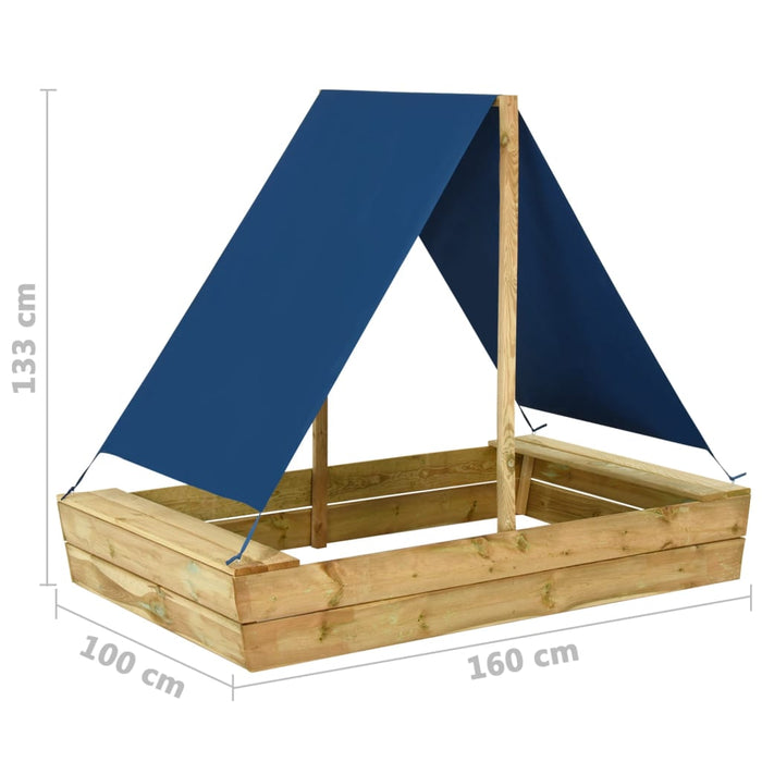 Sabbiera con Tetto 160x100x133 cm Legno di Pino Impregnato  cod mxl 66912