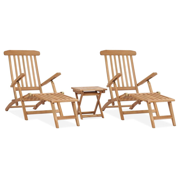 Sdraio da Giardino con Poggiapiedi e Tavolino in Teak Massello cod mxl 48057