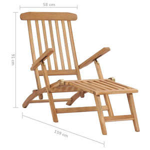 Sdraio da Giardino con Poggiapiedi e Tavolino in Teak Massello cod mxl 48057