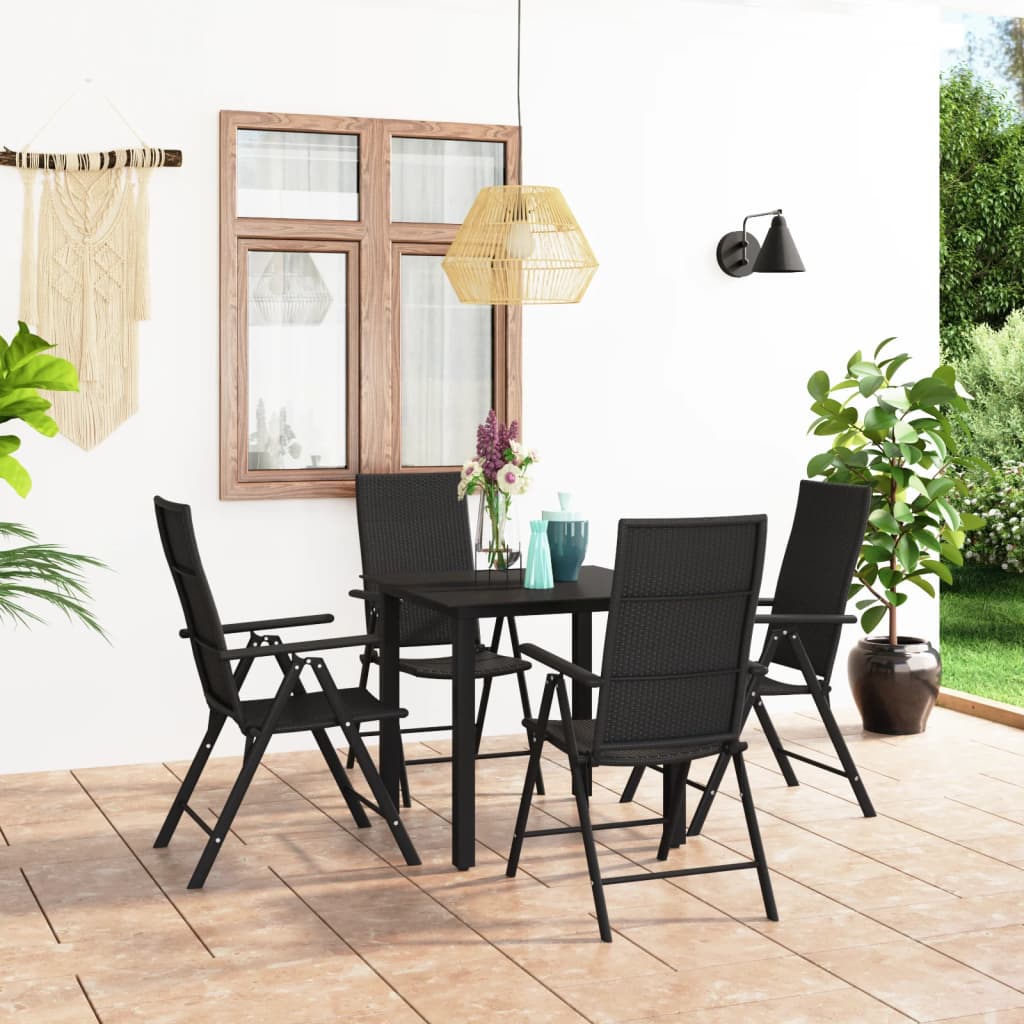 Set da Pranzo da Giardino 5 pz Nero 3060047