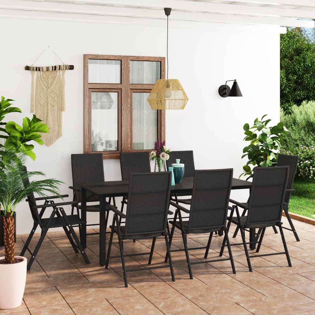 Set da Pranzo da Giardino 9 pz Nero cod mxl 40929