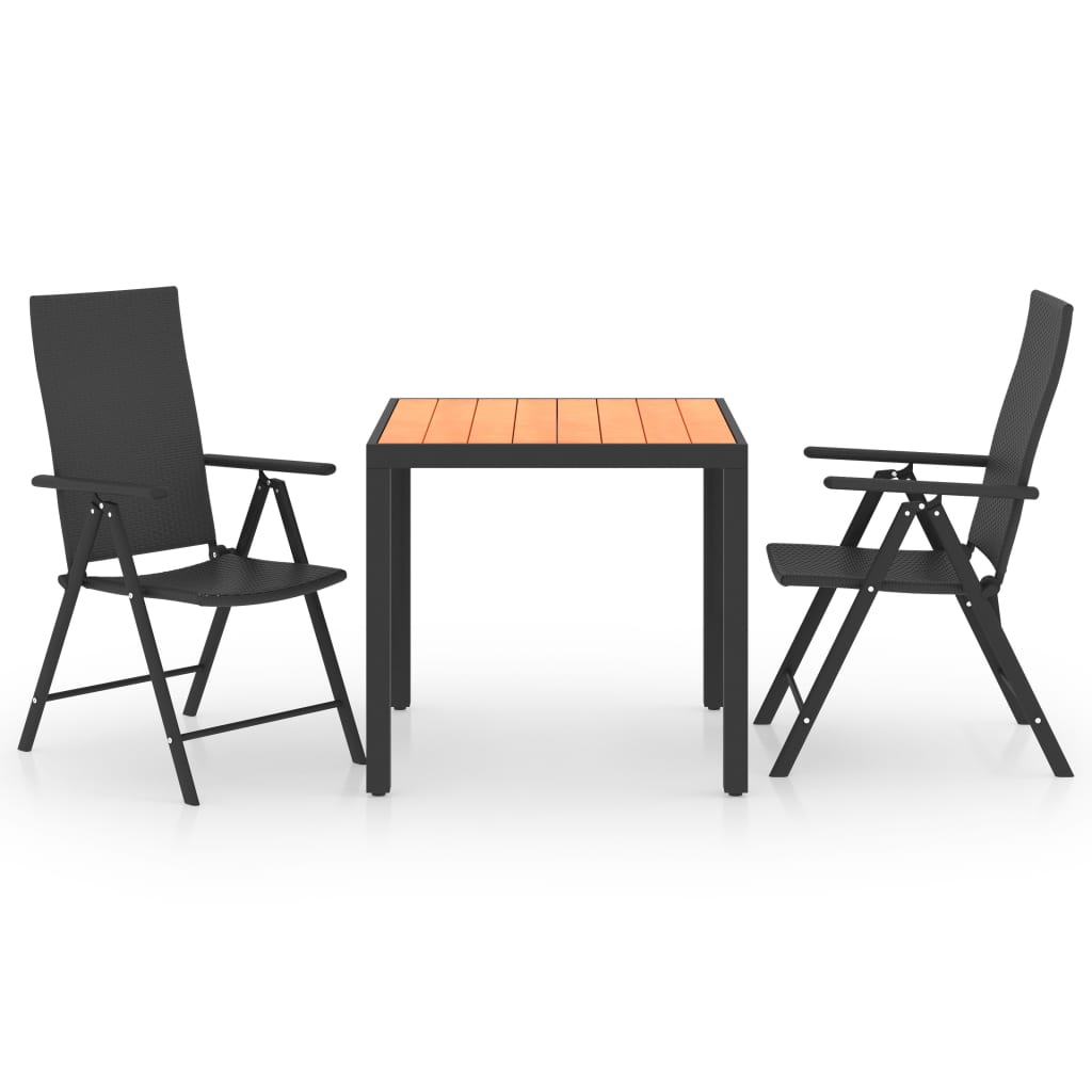 Set da Pranzo da Giardino 3 pz Nero e Marrone 3060052